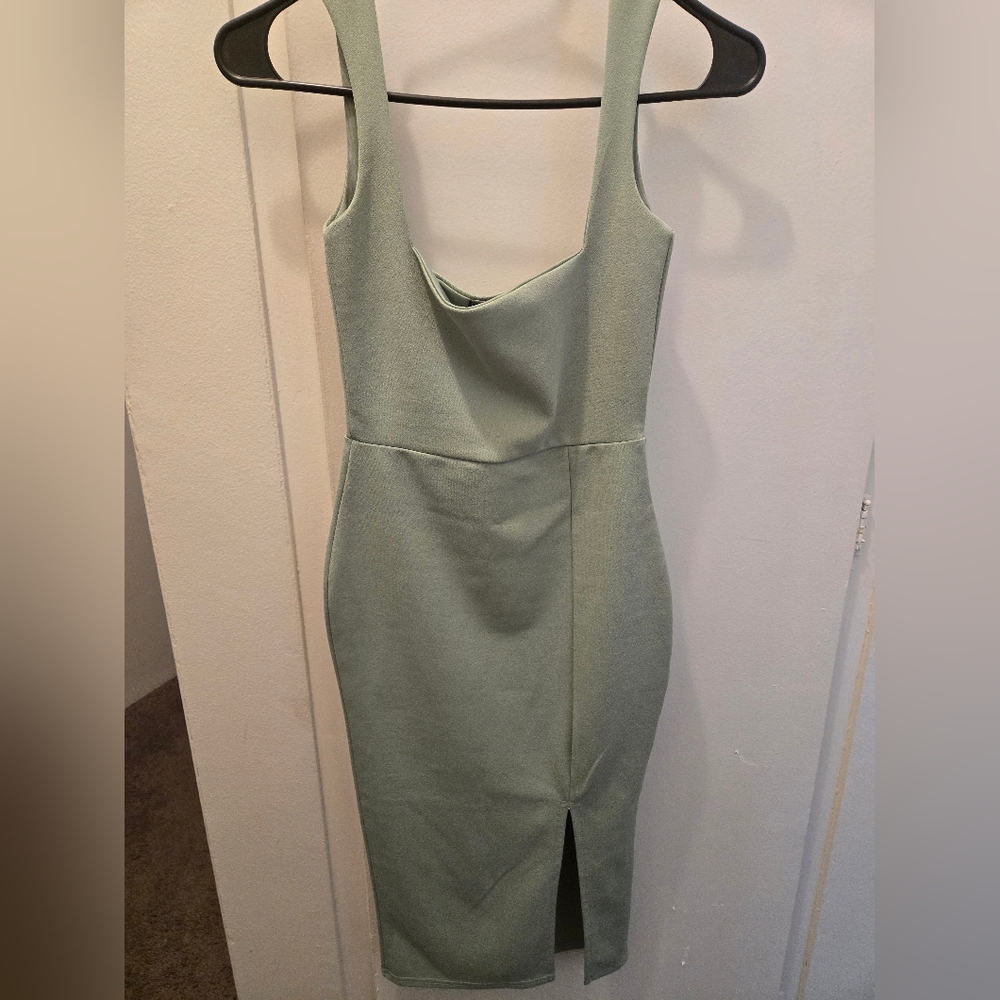 Nasty Gal Sage Green Midi Dress